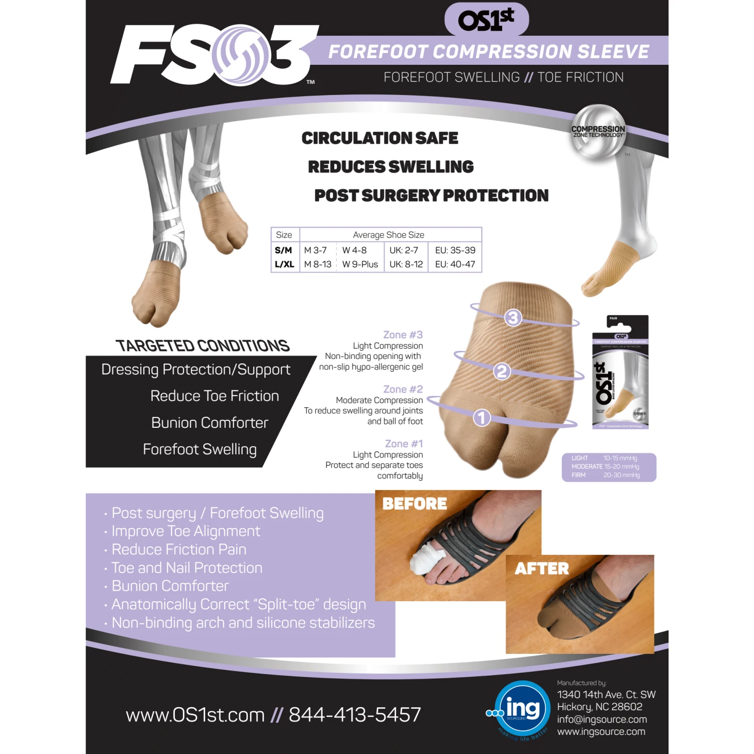 OS1st FS3 Bunion Brace OS1st FS3 Bunion Brace -Shoes Shop FS3TechSheet