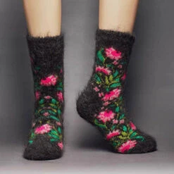 Siberia Spirit Pink Peonies Crew Socks