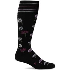 Sockwell Womens Field Flower Moderate Compression Knee-High Socks -Shoes Shop SW133W FieldFlower Black900 WEB