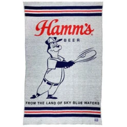 Faribault Mill Hamm's Beer Baseball Bear Wool Throw
