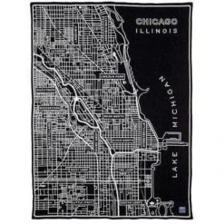 Faribault Mill Chicago Map Wool Throw