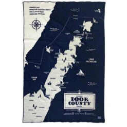 Faribault Mill Door County Map Wool Throw