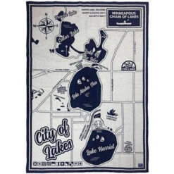 Faribault Mill Minneapolis Chain Of Lakes Map Throw
