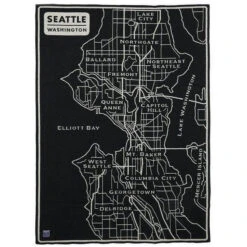 Faribault Mill Seattle Map Wool Throw